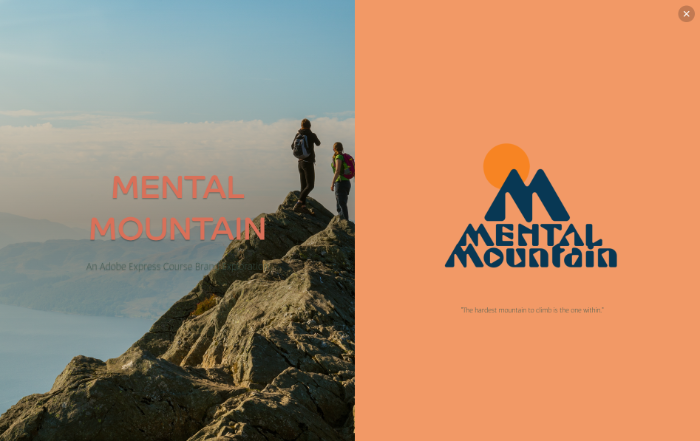 Mental Mountain text over a split layout of a climber and an orange rectangle