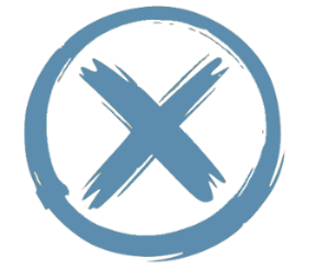 Hand-drawn symbol representing an I-grade: an X inside a circle