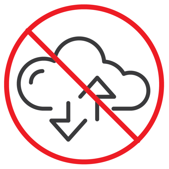 cloud upload and download symbol overlaid with a prohibition symbol