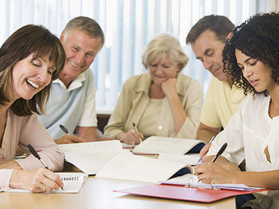 Adults studying together