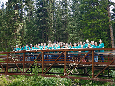 Group Picture of Students on Bridge