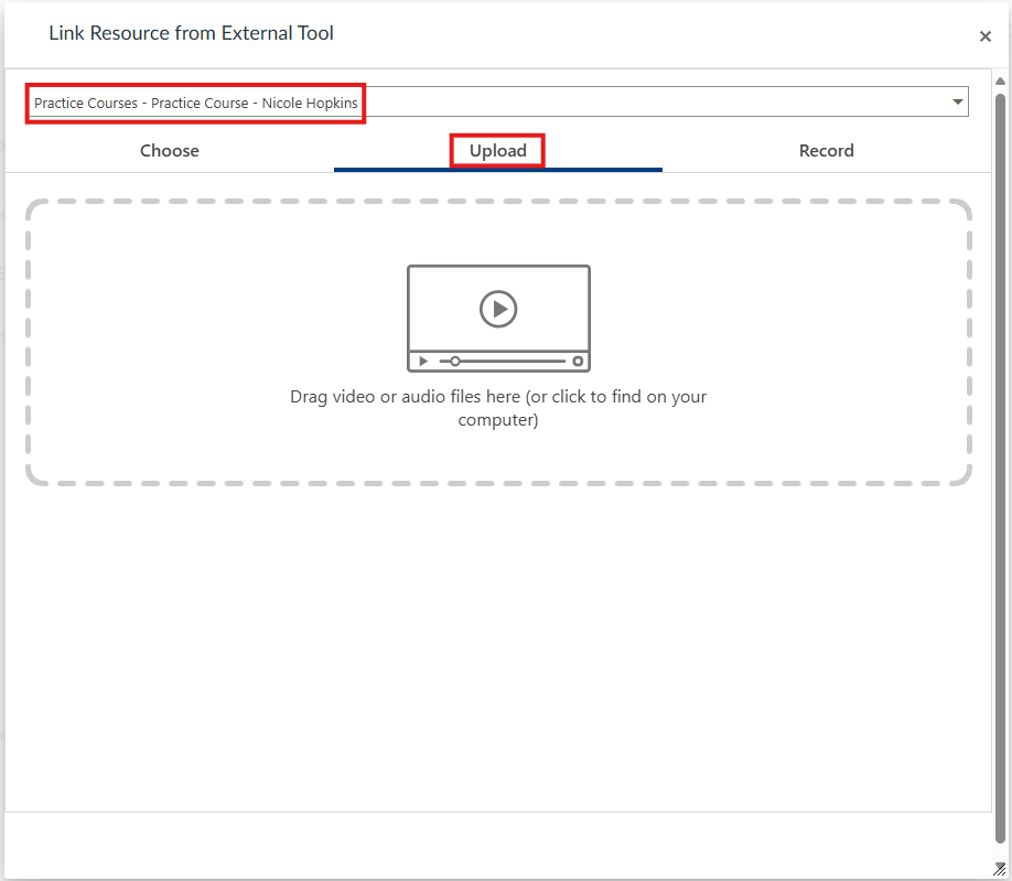 upload option
